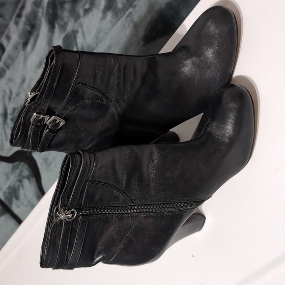 Audrey Brooke Black Leather Heeled Ankle Boots size 8 - Picture 6 of 10